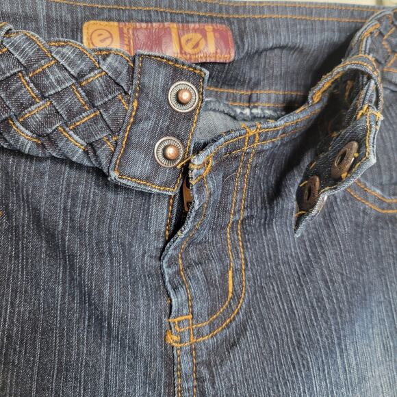 VTG Y2K l.e.i Low Rise Braided Belt Flared Leg Stretch Dark Junior Jeans✨️11 - Picture 6 of 16